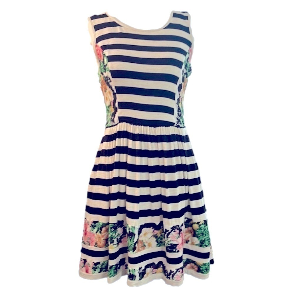 Anthropologie/Mais Floral Striped Dress size 8